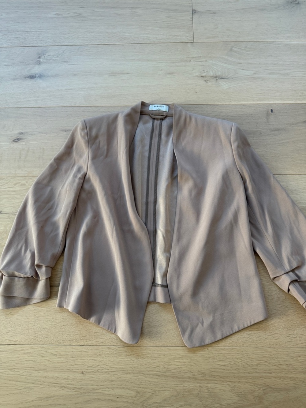 Babaton Taupe Open-Front Draped Blazer